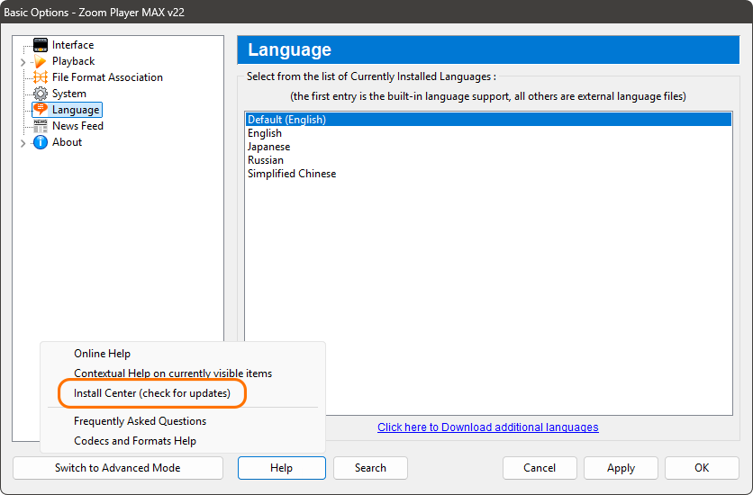 How to run the Install Center