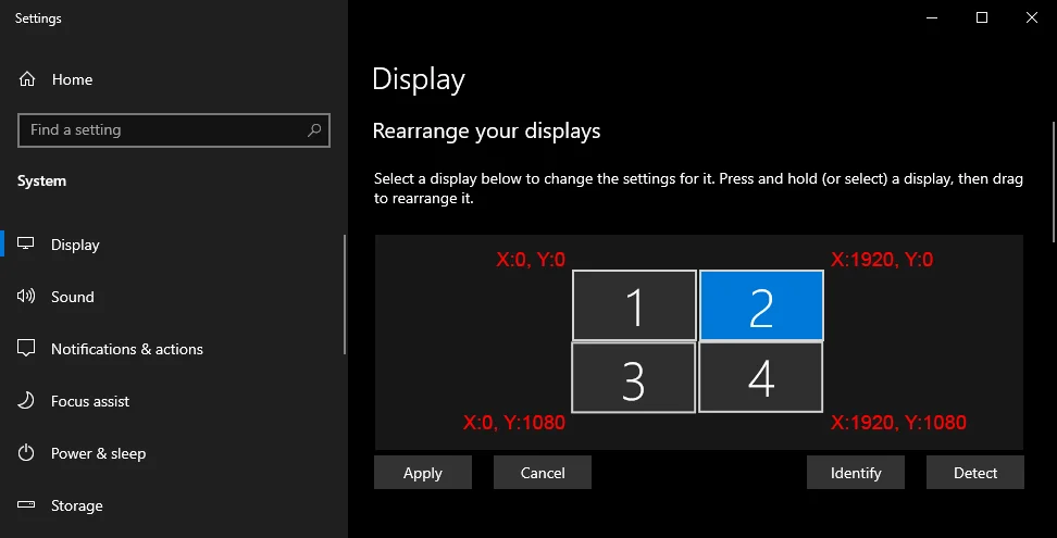 Windows 2x2 multi-monitor setup