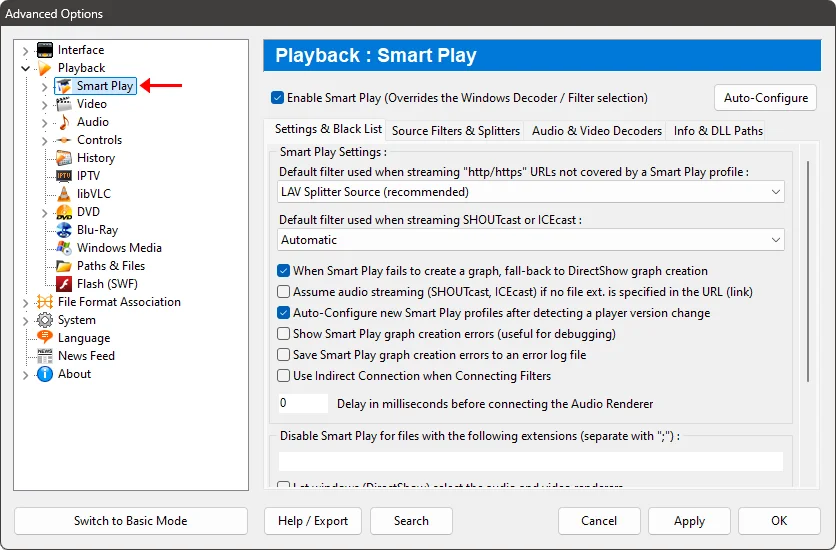 Zoom Player advanced options - Smart Play