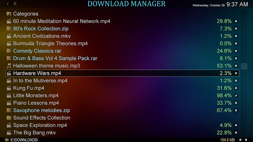 Zoom Player Fullscreen Navigation Interface - Download Manager