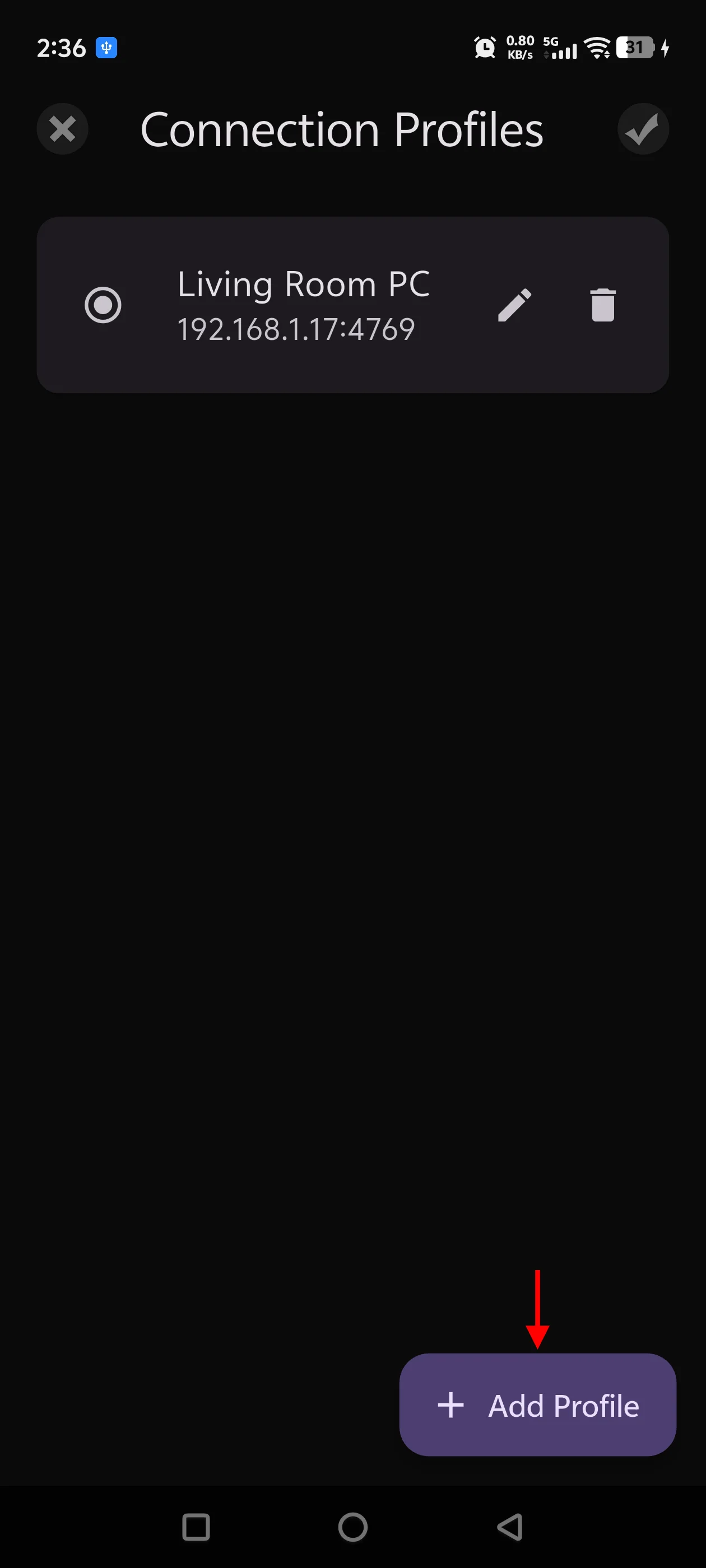 Zoom Player Remote - Add connection profile