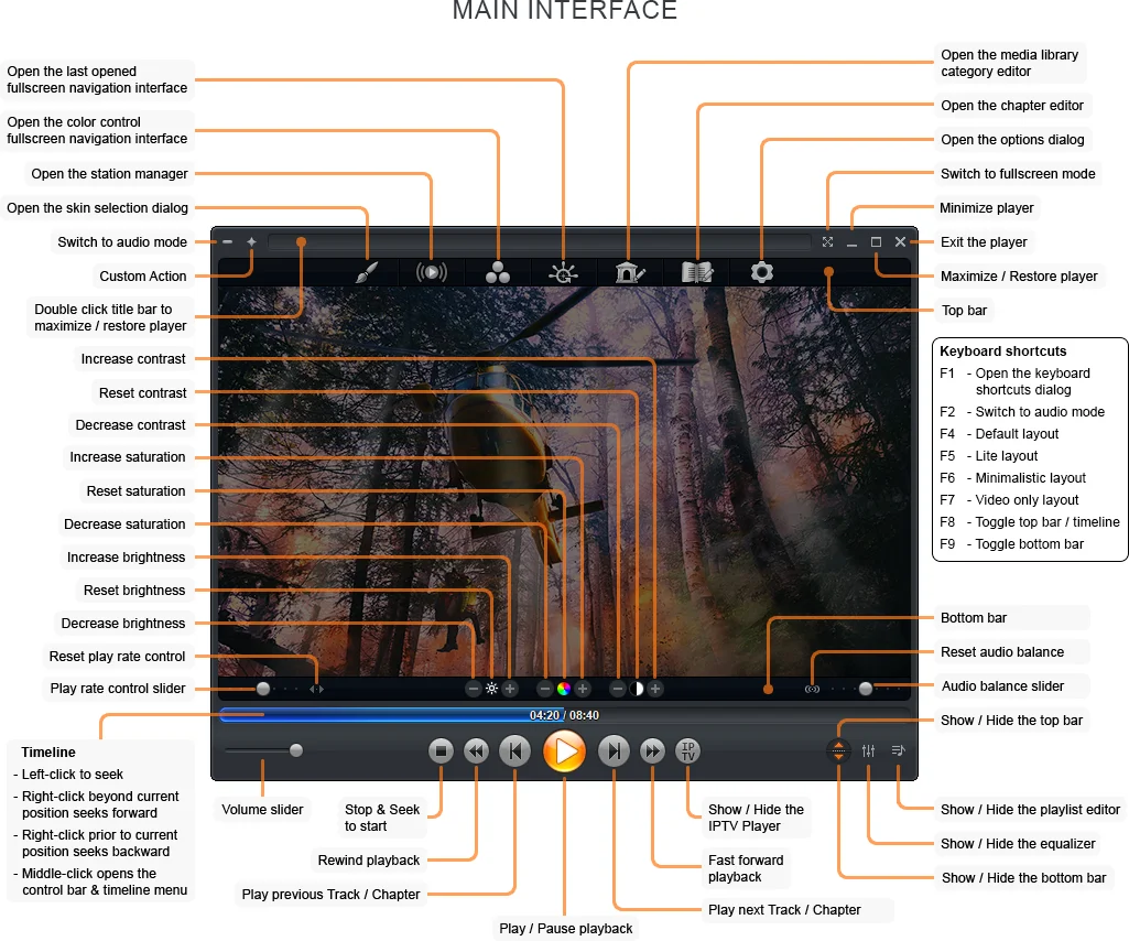 Zoom Player's Windowed user interface