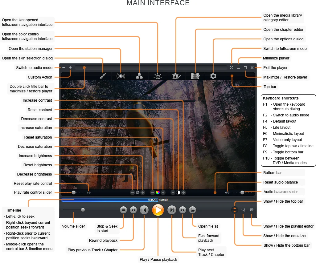 Zoom Player's Windowed user interface